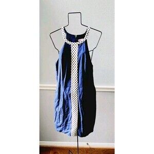 Lilly Pulitzer Navy Blue Sasha Shift Dress Gold Crochet Trim SZ 12